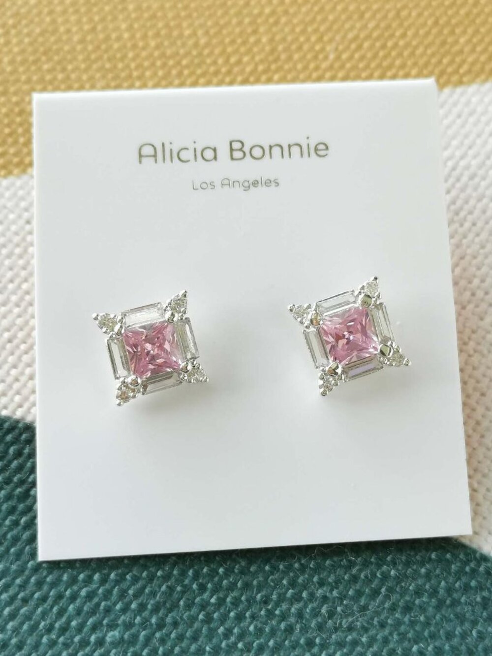 Alicia Bonnie Pink Square Studs